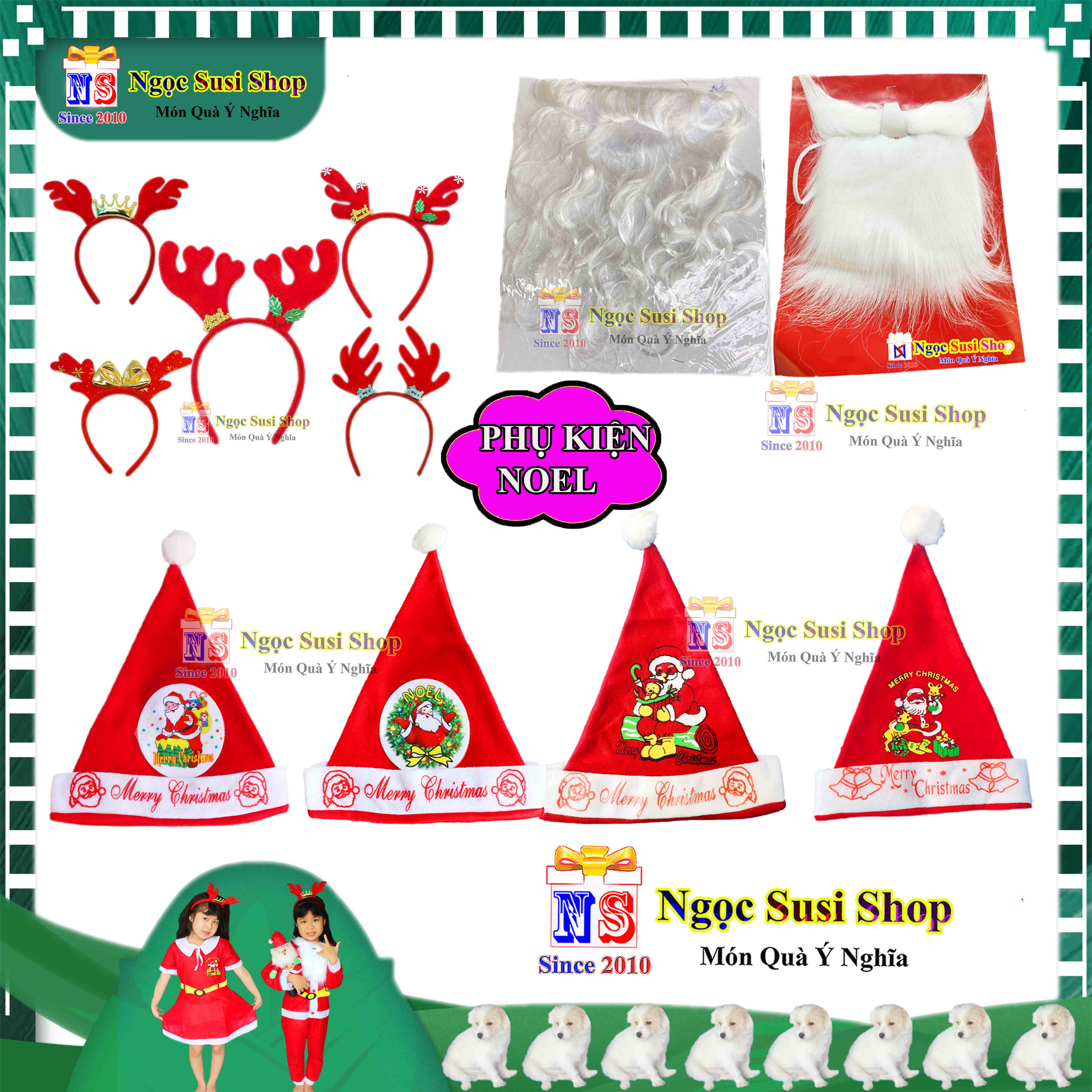 PHỤ KIỆN ĐỒ ÔNG GIÀ NOEL CHO BÉ NÓN , BỘ RÂU , CÁI CÀI DÙNG ĐỂ TRANG TRÍ HÓA TRANG NOEL RẤT DỄ THƯƠNG 