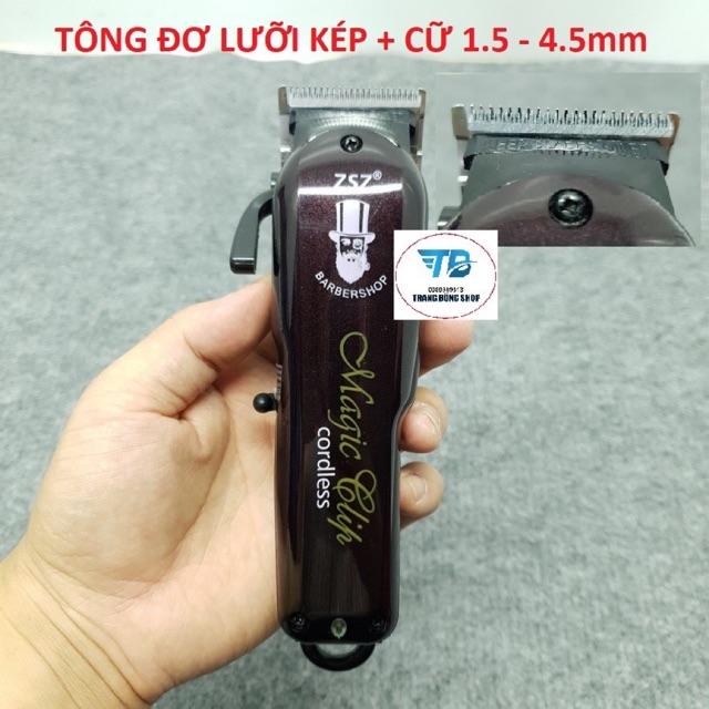 Tông đơ cắt tóc không dây chuyên nghiệp Barber Magic Clip ZSZ - Lưỡi Kép ( Tặng cữ 1.5mm - 4.5mm )