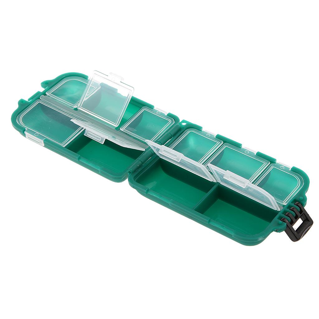 Small 10 Compartments Fishing Tackle Box Lures Baits Tackle Hooks Case Fishing Tool Accessories Storage