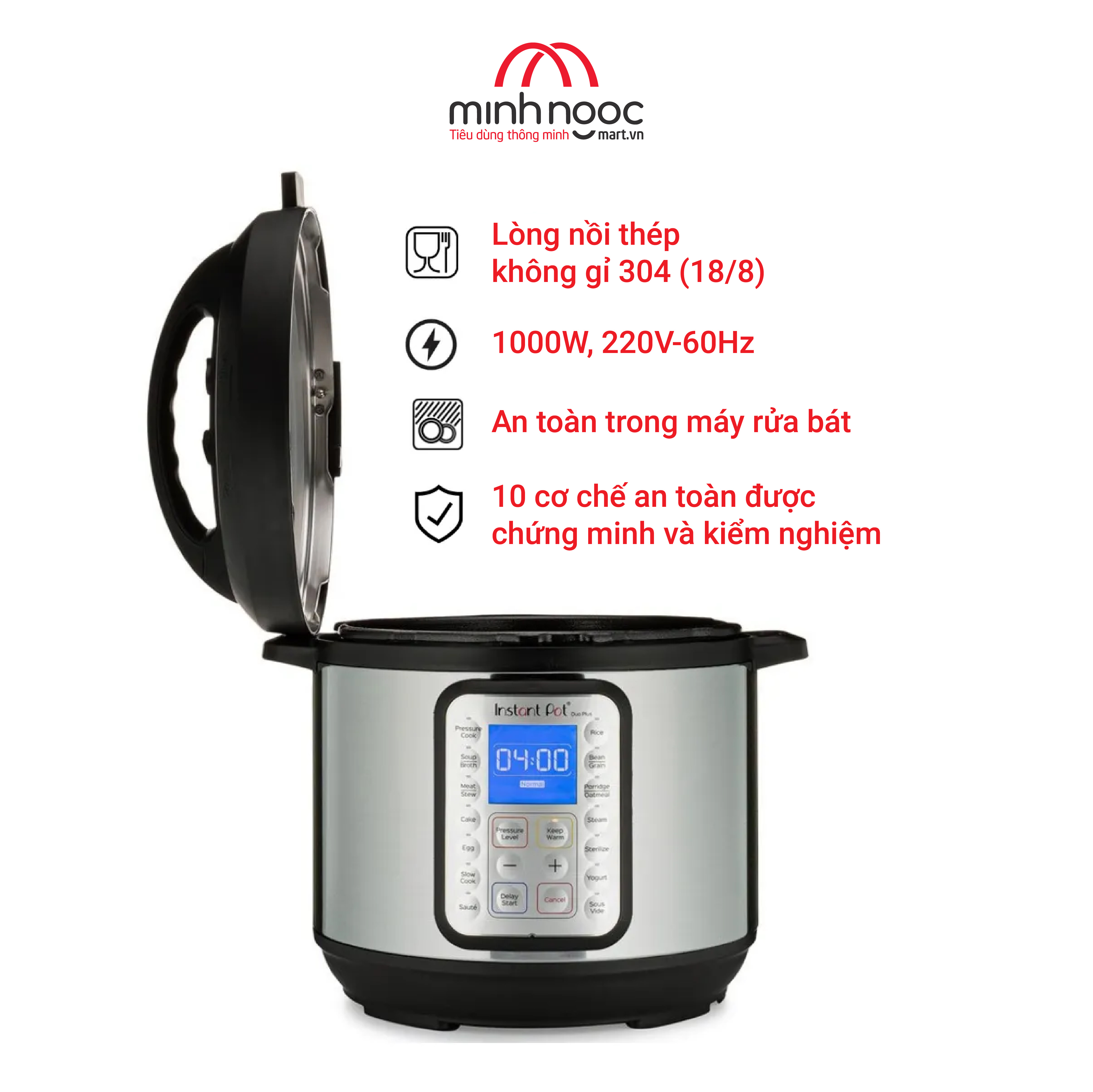 Nồi áp suất điện Đa Năng Instant Pot Duo Plus, Dung tích 5.7 lít, 9 in 1