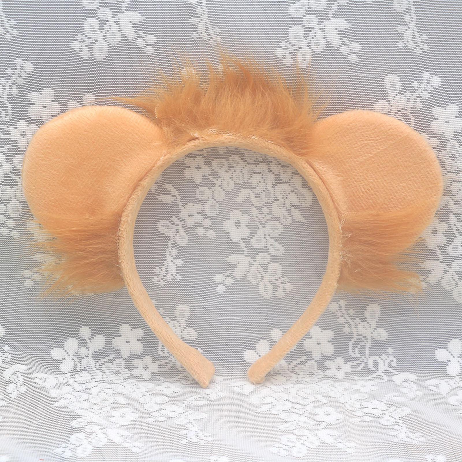 Lion Tail Ears Costume Set Headdress Cosplay Kids Adults Props Bow Tie Gloves Headband for Stage Performance Halloween Animal Themed Parties