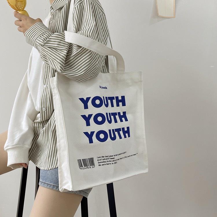 Túi Tote Túi Vải Canvas Hàng Quảng Châu Loại 1 In Chữ YOUTH