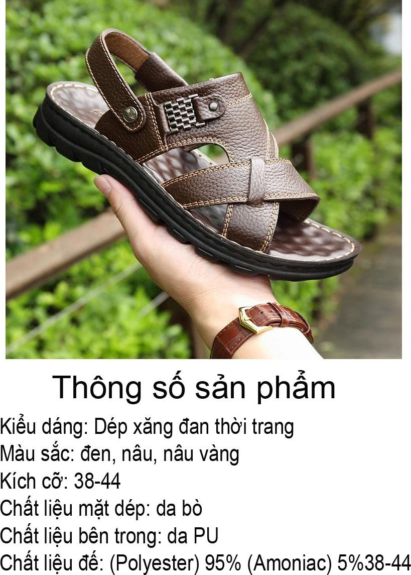 Dép quai hậu nam da bò thật phong cách thời trang đế mềm kiểu dáng mới nhất phiên bản Hàn Quốc mã 692  - Nâu - 40