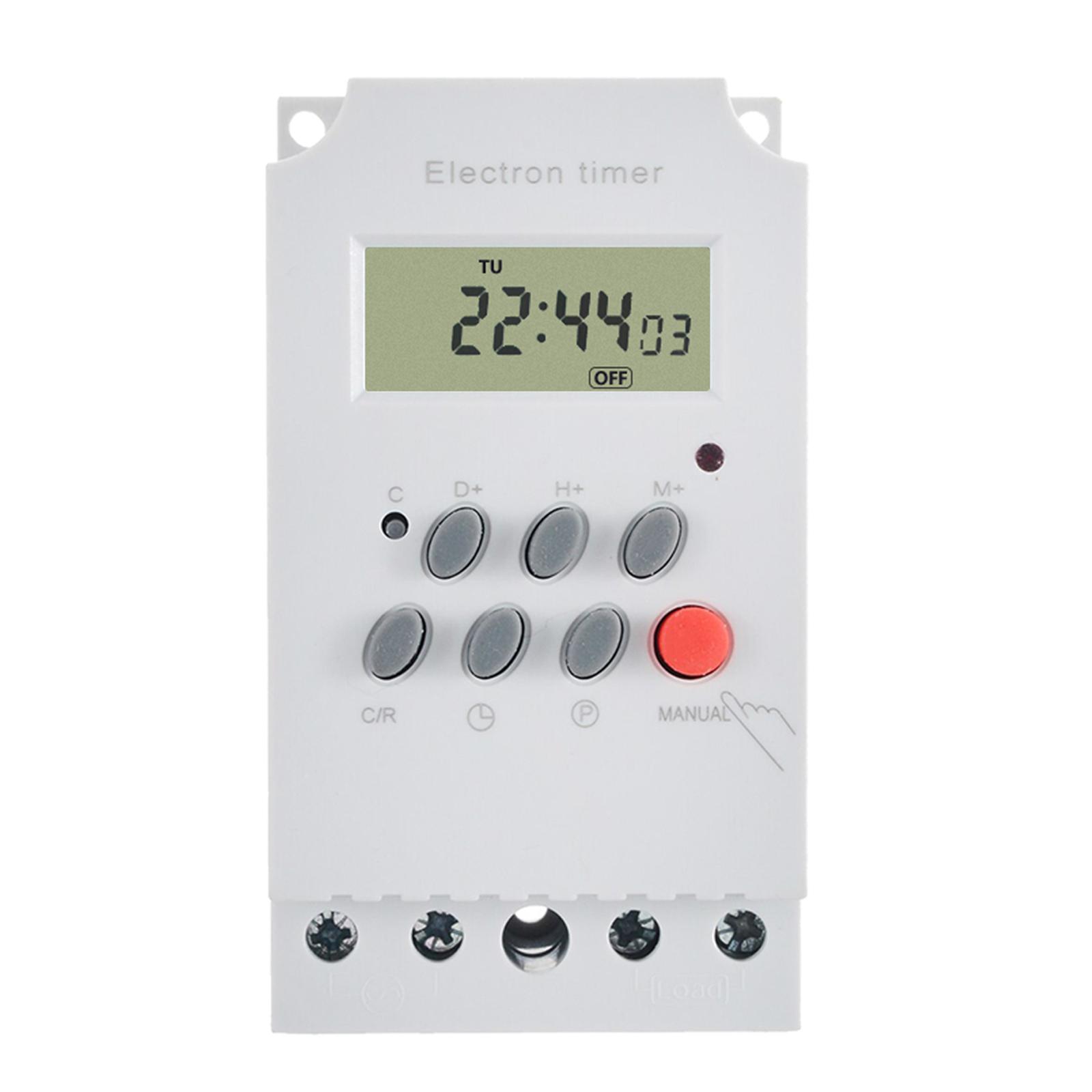 AC 220V 25A Digital Programmable Timer Din Rail Electronic Timer Time Switch Controller with LCD Display Clock