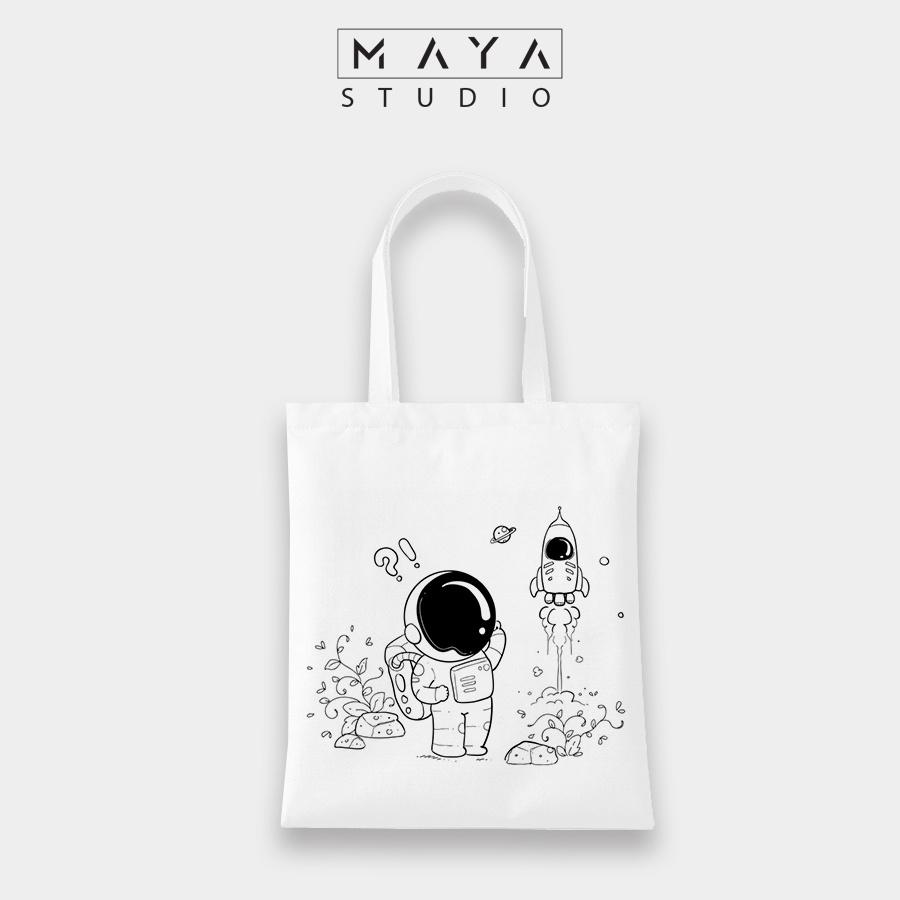 Túi Tote VUÔNG MAYA vải Canvas uzzang SPACE phong cách trẻ trung hiện đại phù hợp mọi lứa tuổi