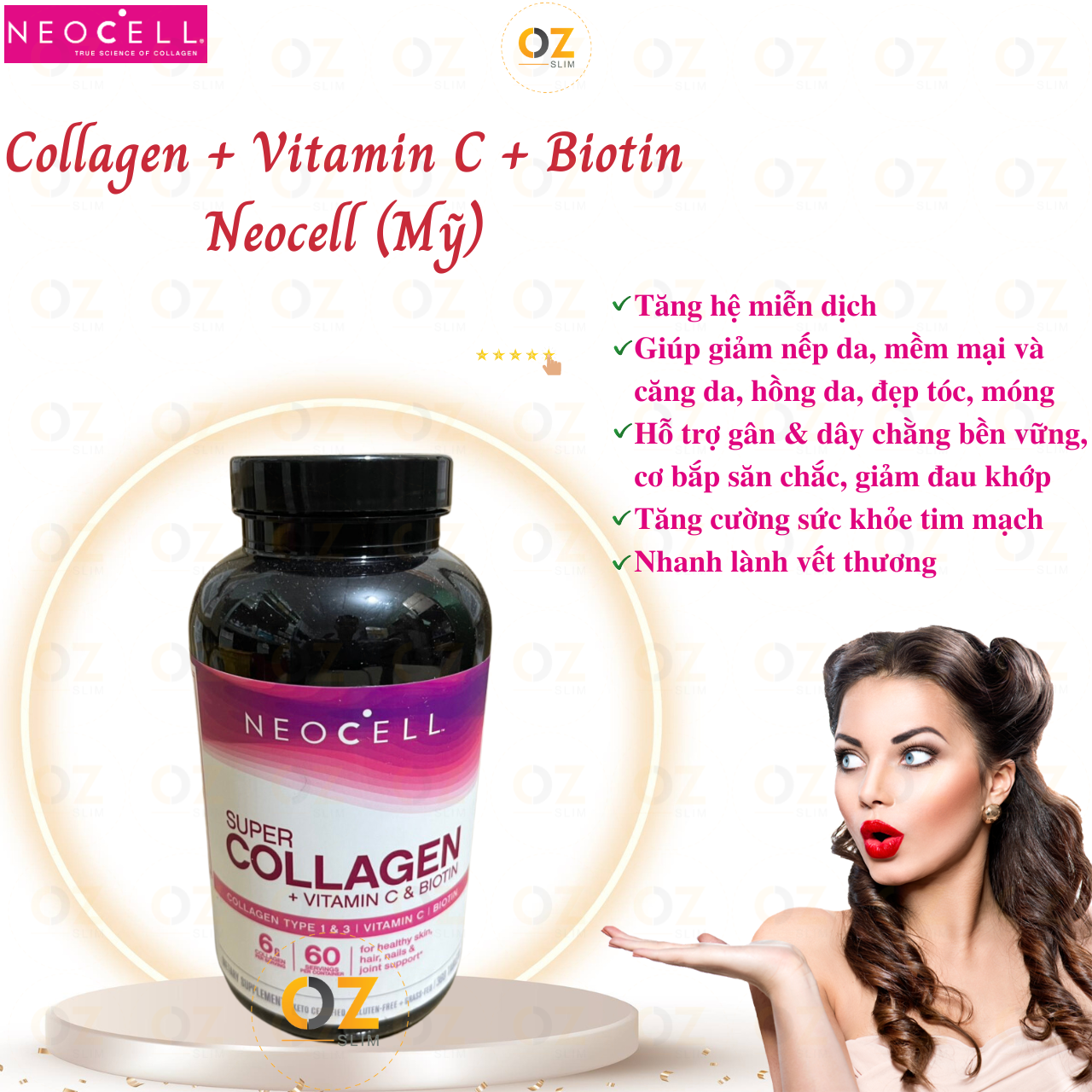 Collagen Neocell Types 1 & 3 Mỹ giúp hỗ trợ xương khớp, giảm nhăn da, làm đẹp da, tóc và móng - OZ Slim Store