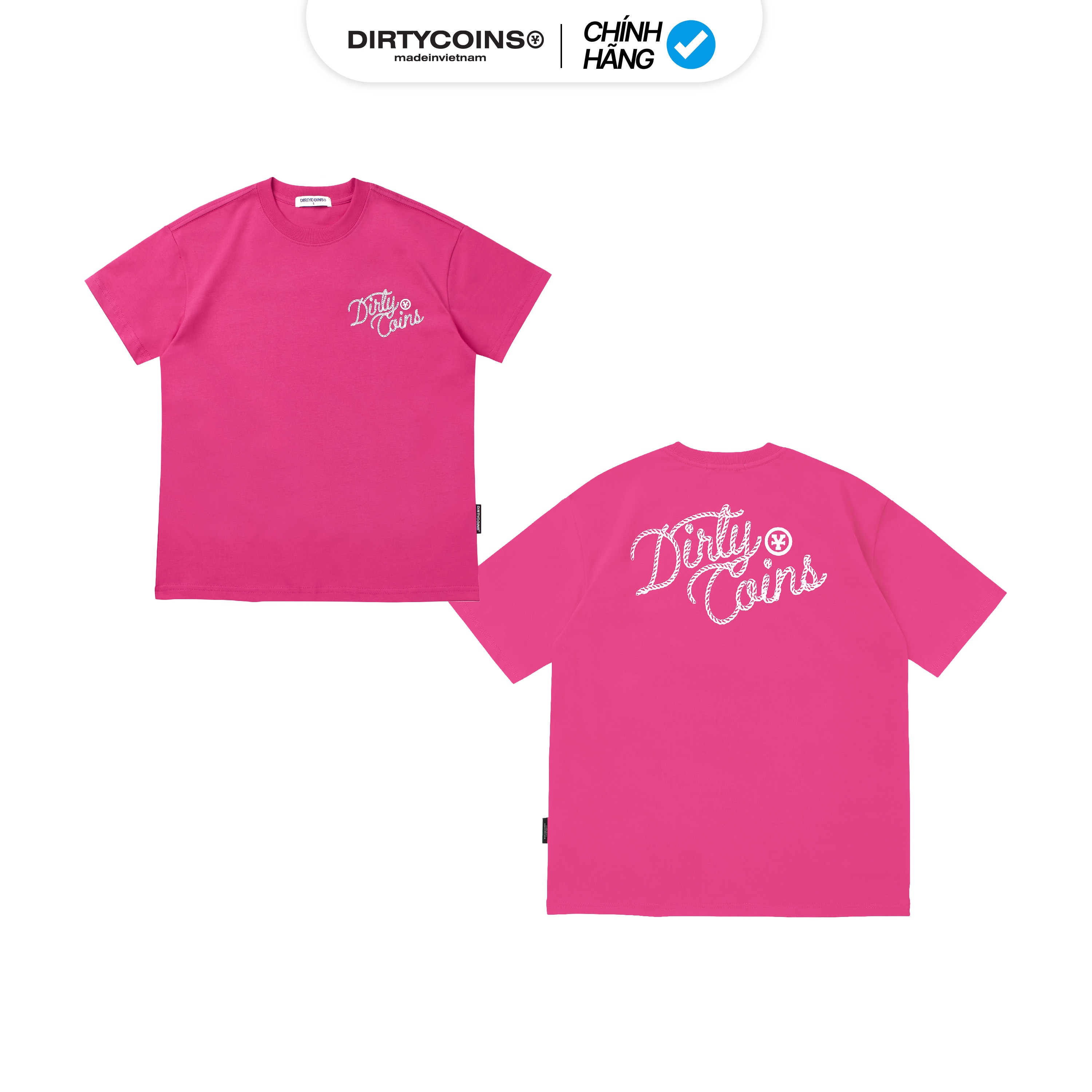 Áo Thun DirtyCoins Rope Print Regular Men/Women T-shirt - Hot Pink