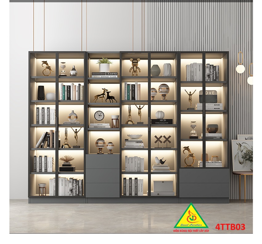 Tủ trưng bày sản phẩm cánh kính,  tủ đa năng 4TTB03 - Nội thất lắp ráp Viễn Đông Adv
