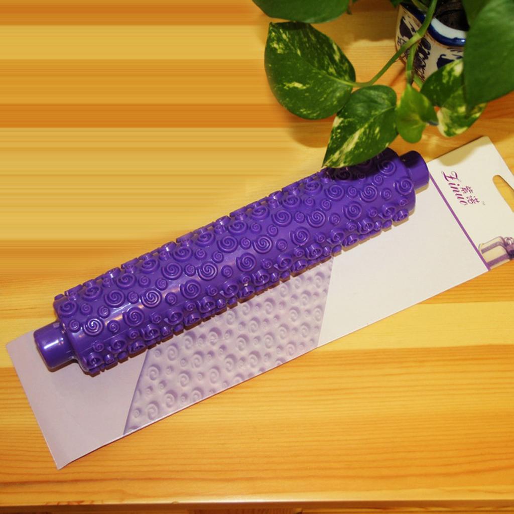 Spiral Pattern Plastic Fondant Roller Rolling Pin - Purple