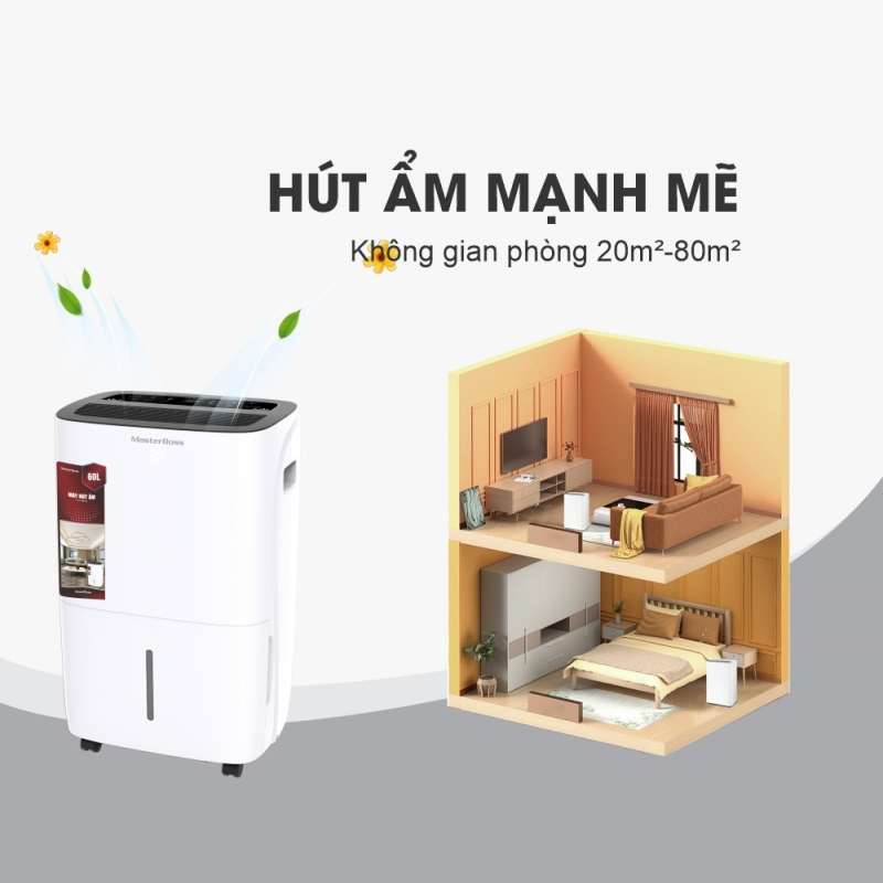 Máy Hút Ẩm, Lọc Không Khí Masterboos 60L - Thế Hệ Thông Minh, Xử Lý Bụi Tự Động, Bảo Hành 24 tháng - Hàng chính hãng