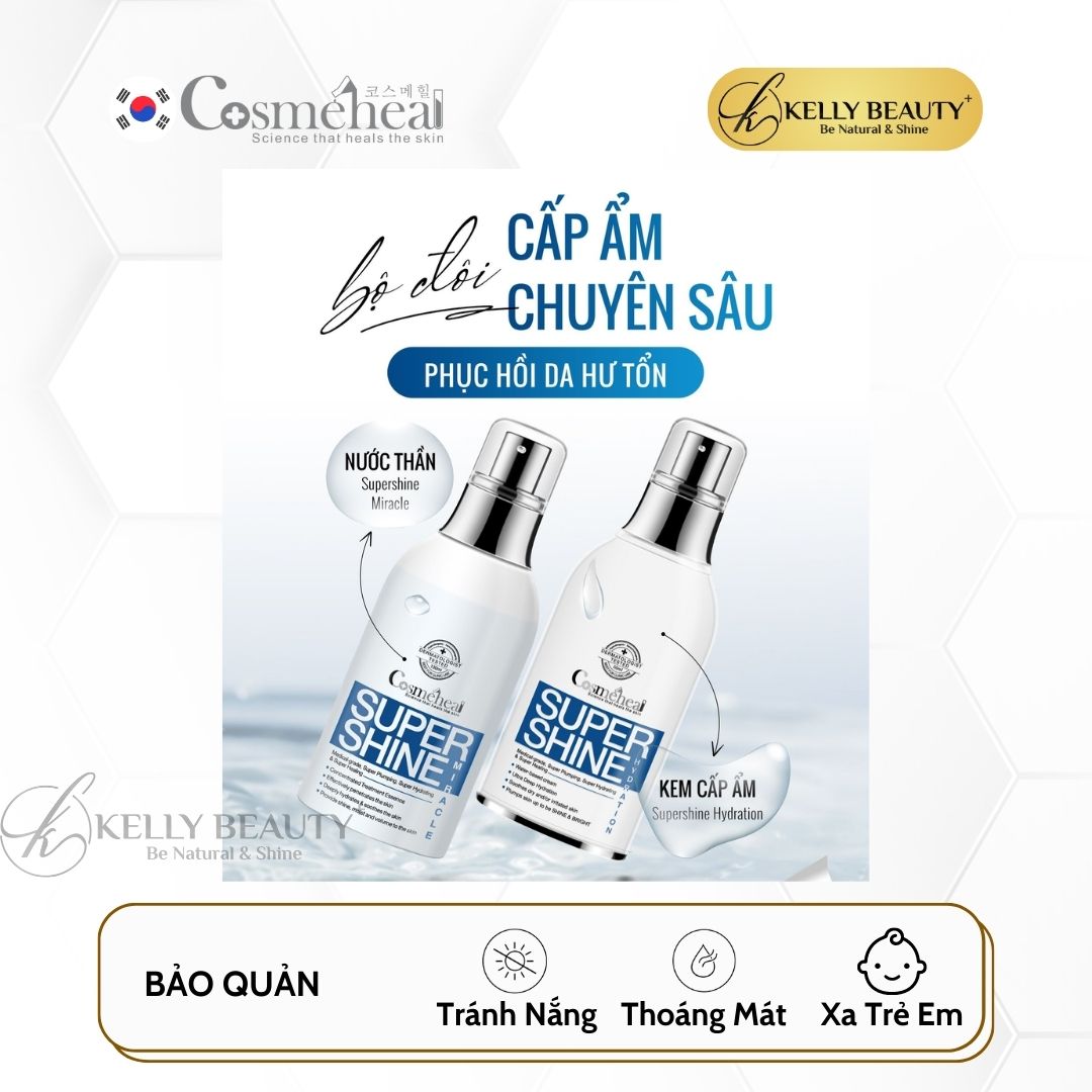Xịt Dưỡng Ẩm Căng Bóng Da Cosmeheal SuperShine Miracle - Cấp Ẩm, Se Nhỏ Lỗ Chân Lông; Mịn Da | Kelly Beauty