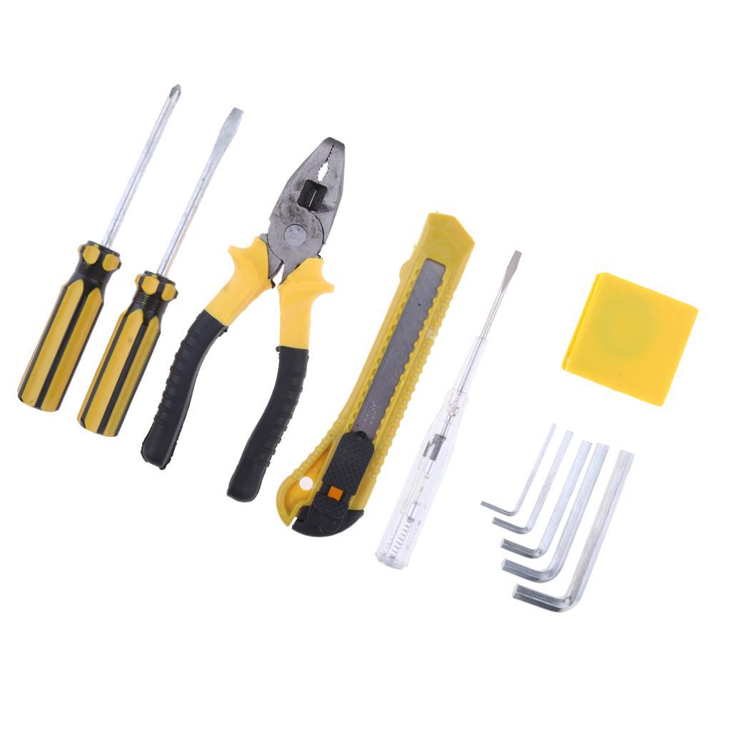 12-Piece Screwdriver Pliers Hex Wrench Cutter Measuring Tape Home Tools Set