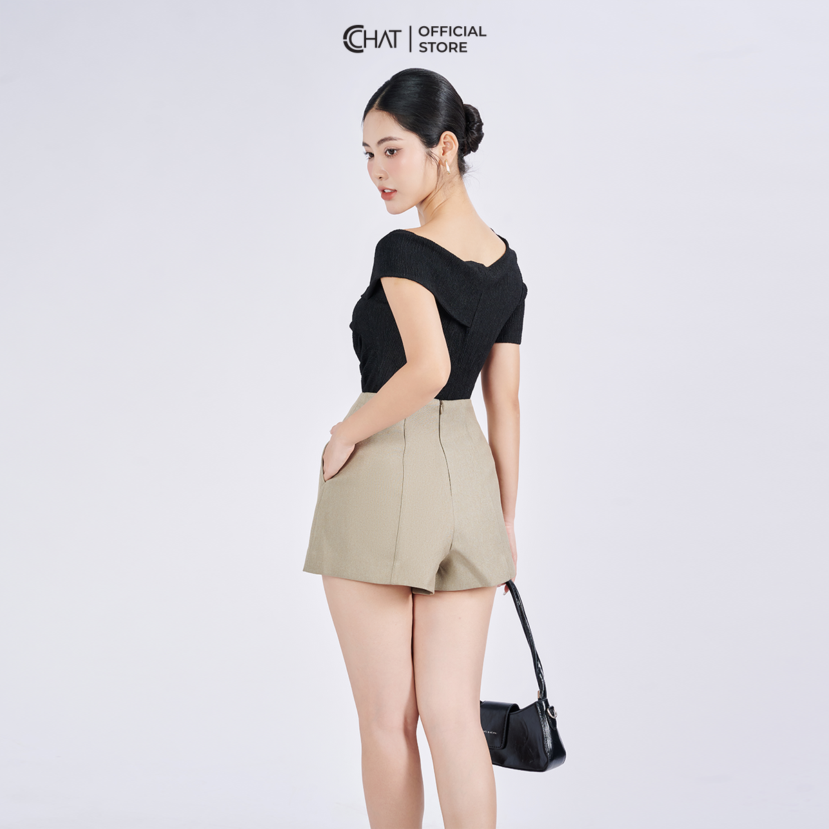 Quần Đùi Nữ  Dáng A Cạp Liền Xếp Ly Chất Tuytsi Cao Cấp Mềm Nhẹ 53ONS2006AT