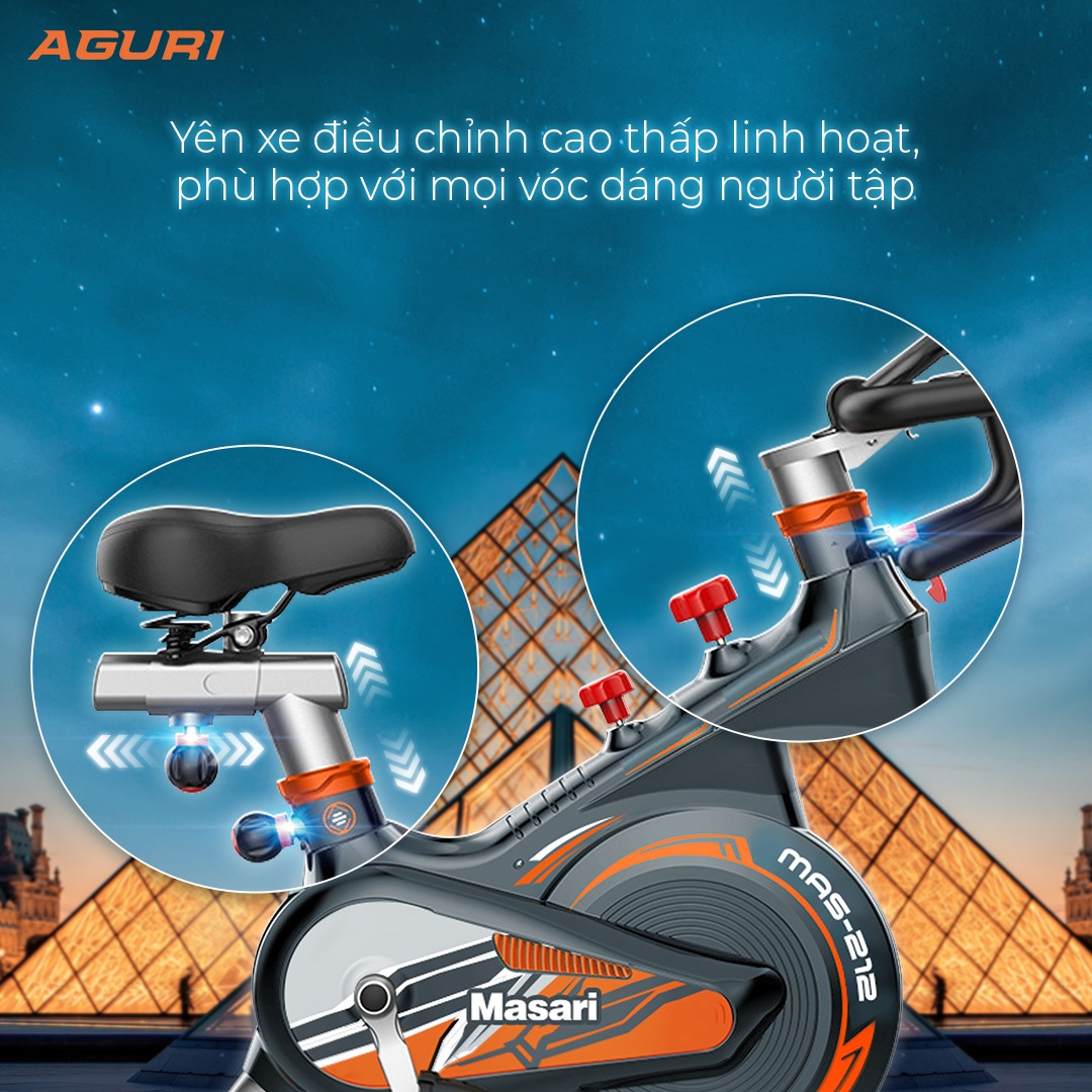 Xe Đạp Tập Tại Nhà AGURI MAS-212 Thiết Kế Kiểu Dáng Thể Thao, Khỏe Khoắn, Phối Màu Vô Cùng Cá Tính