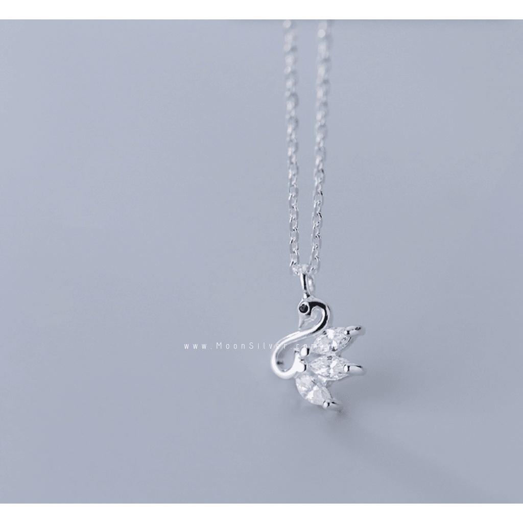 Dây chuyền bạc Moonsilver hình thiên nga đính đá