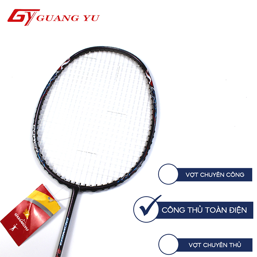 Vợt Cầu Lông GuangYu 4U Khung Full Carbon Cao Cấp, Thân Cứng Trung Bình, Công Thủ Toàn Diện, Lưới Đan Sẵn 11kg - V07