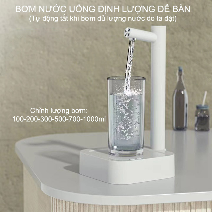 Bơm nước uống định lượng để bàn thông minh thế hệ mới, tự động tắt khi bơm đủ lượng nước do ta đặt