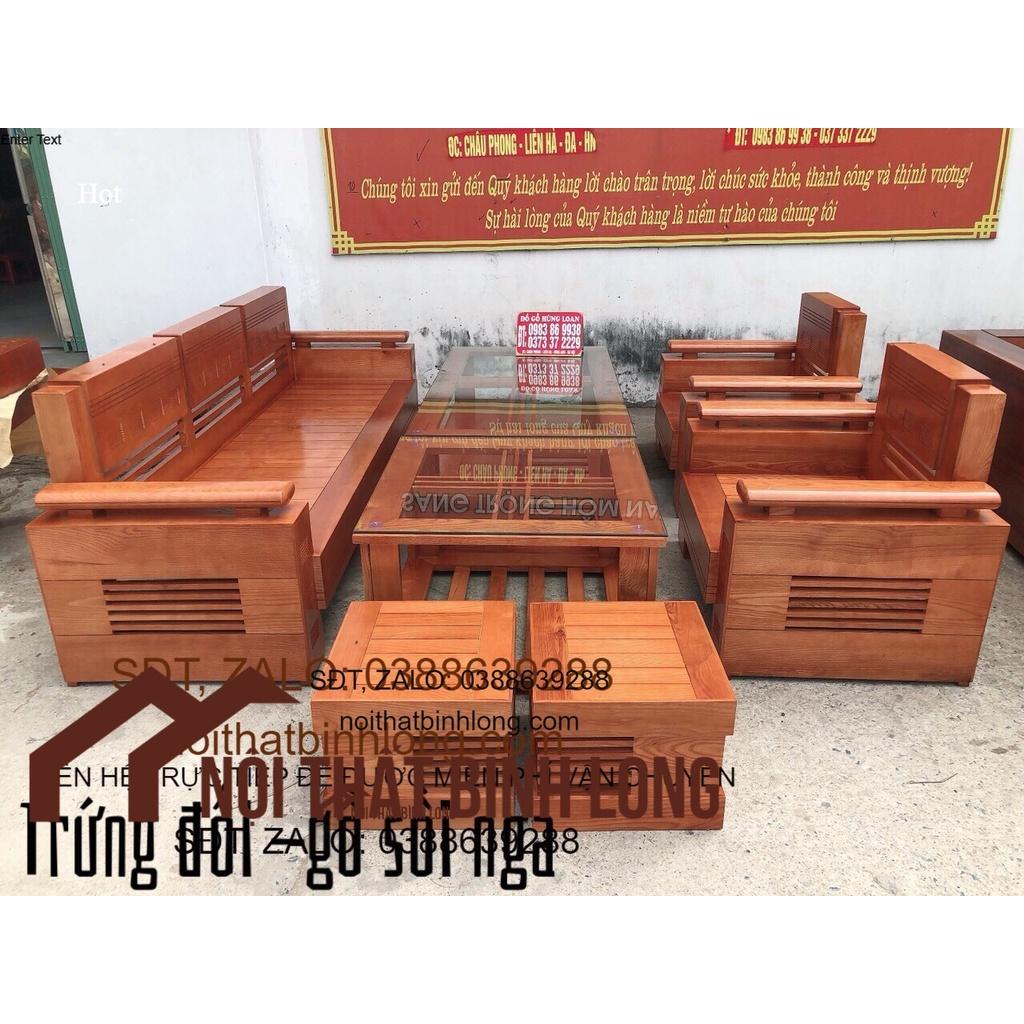 Bộ bàn ghế sô fa trứng đối gỗ sồi nga