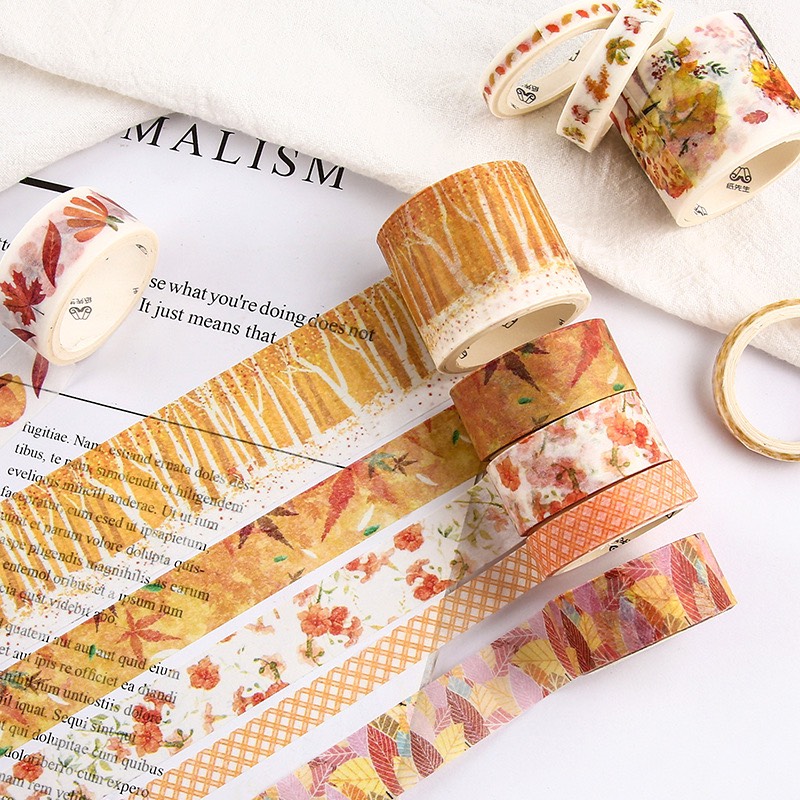 Bộ 10 Băng Keo Giấy Washi Tape Trang Trí Sổ Lưu Niệm, Lưu Bút, Nhật Ký Dễ Thương, Sáng Tạo Handmade DIY