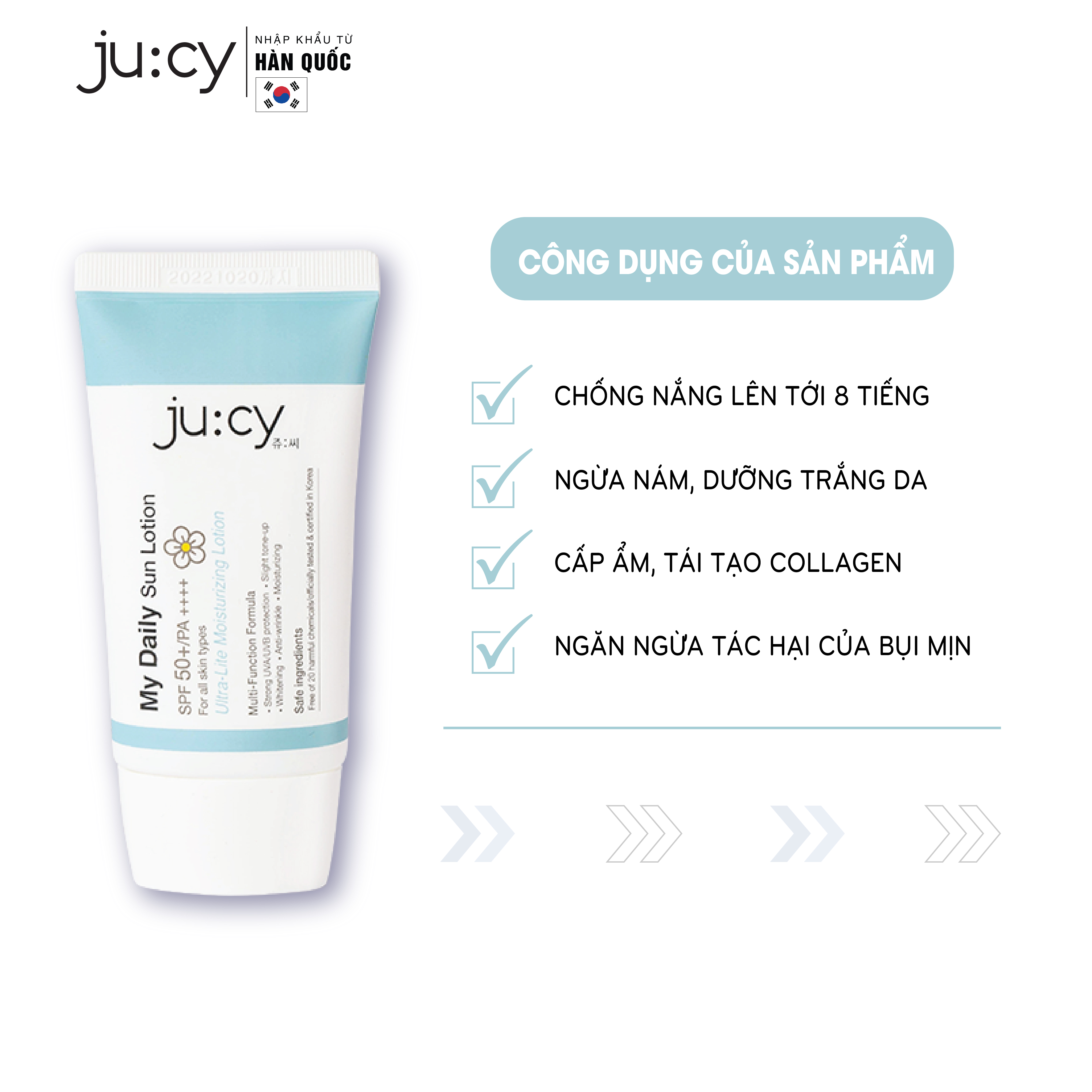 COMBO 02 kem chống nắng dưỡng trắng Hàn Quốc Ju:cy My Daily Sun Lotion 45ml