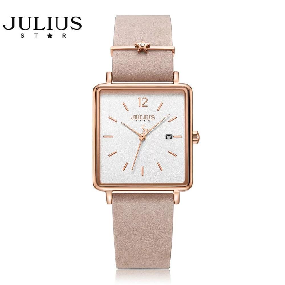 Đồng hồ nữ Julius Star JS-048 dây da mặt vuông