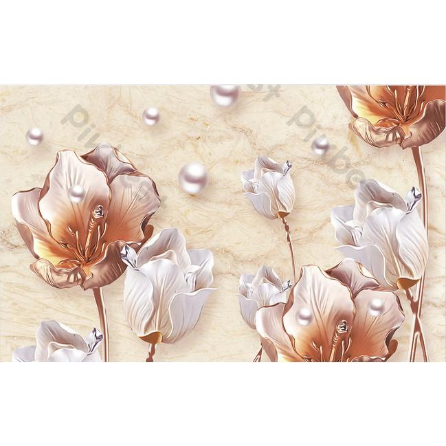 Tranh dán tường Hoa mẫu đơn thanh lịch hiện đại, tranh dán tường 3d hiện đại MS640129