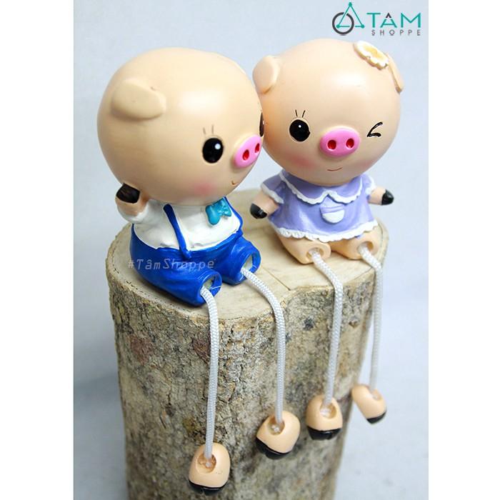 Cặp đôi tượng búp bê trang trí heo xinh đội nón CO-BB-04