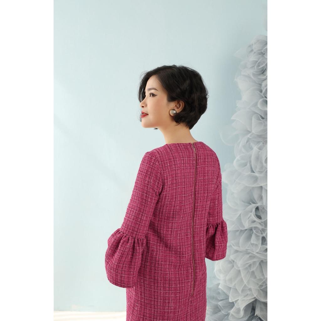 Đầm dạ xuông CLARA MARE chất liệu vải Dạ Tweed pha sợi kim tuyến Hàn Quốc DRE3050