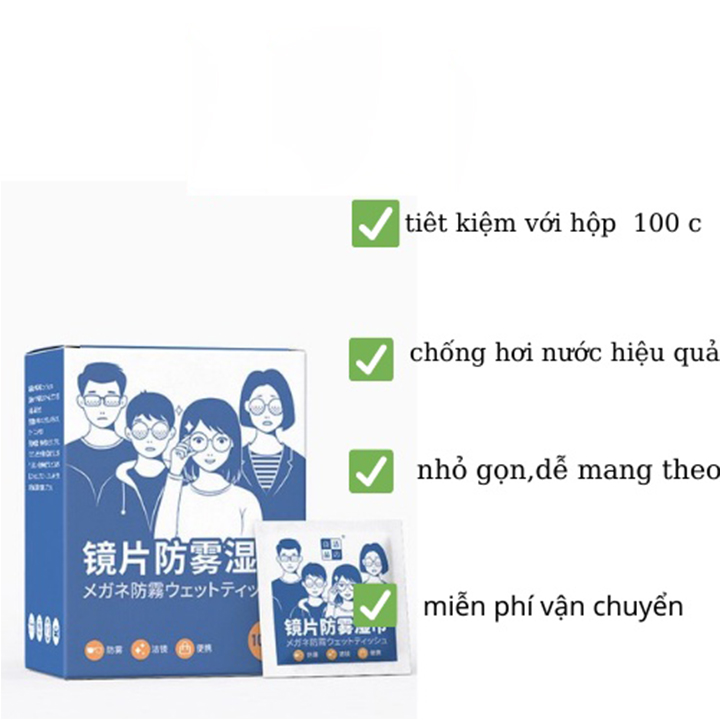 [Hộp 100 Miếng] Khăn Lau Kính Nano, Khăn Giấy Chống Bám Hơi Nước, Giấy Lau Kính Chống Mờ Sương, Mồ Hôi