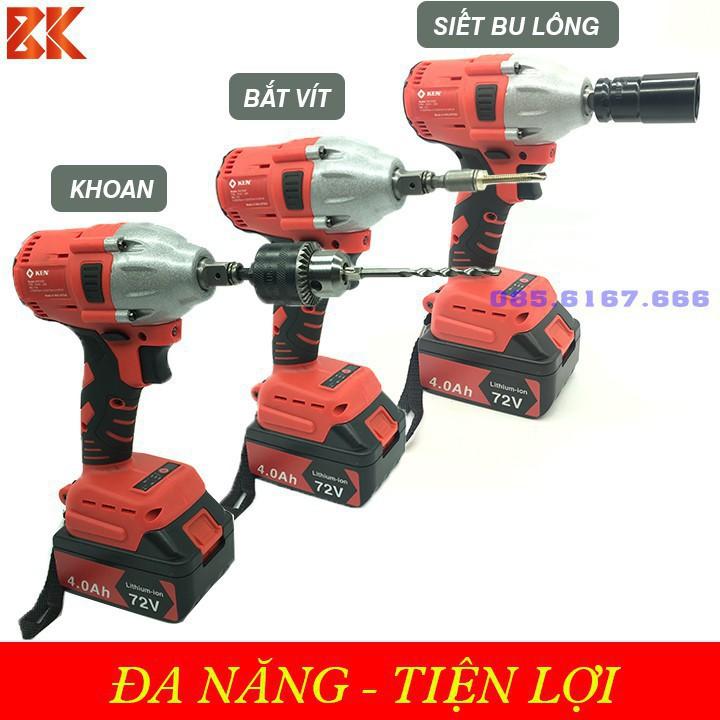 Máy Siết Bulong KEN 72V - TẶNG 5 Đầu khẩu, 1 Đầu Chuyển Vít, 1 Đầu chuyển khoan - Máy bắt vít, máy siết bu lông 72V