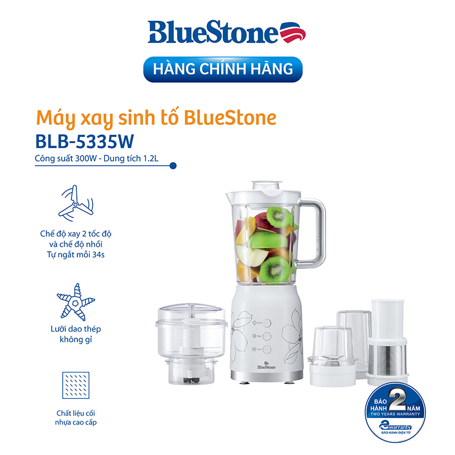 Máy xay sinh tố Bluestone BLB-5335W, Kèm 4 Cối Đa Dụng, Hàng chính hãng