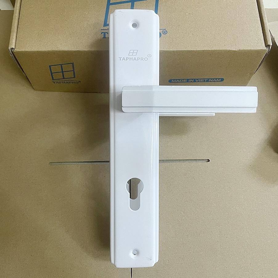 Khoá tay gạt cửa đi màu TRẮNG hệ 1000 dùng cho cửa nhôm, sắt, gỗ đố 4x8