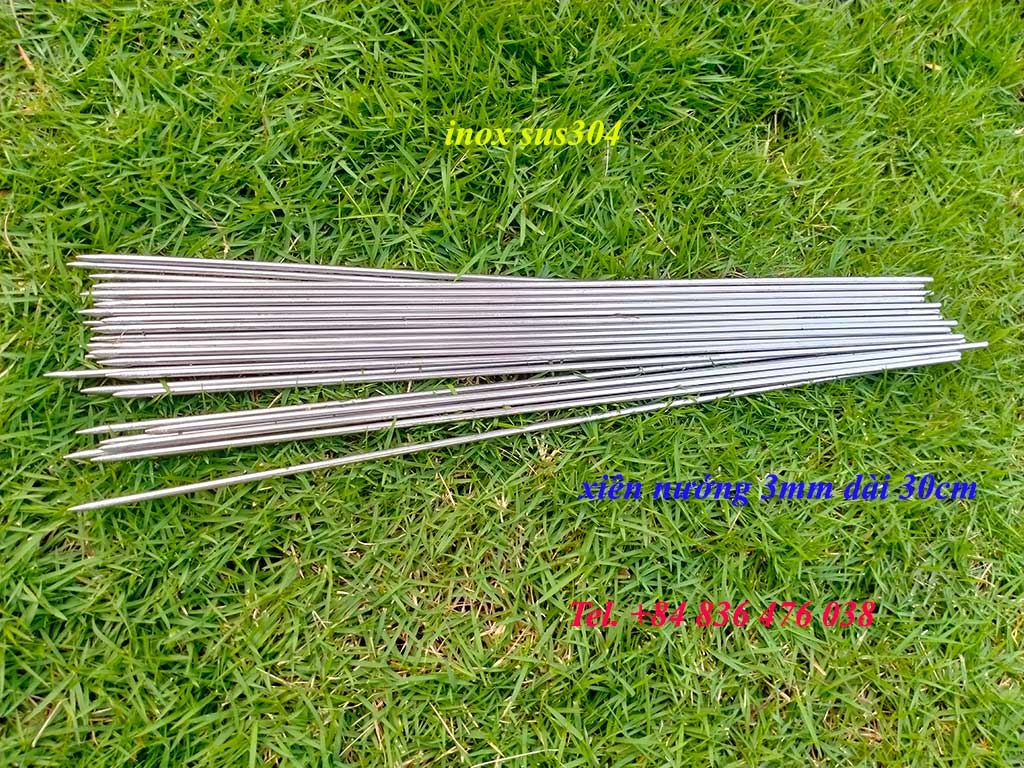 [Combo 20 Que xiên] nướng cá, tôm, nướng thịt bằng inox sus304 đường kính 3mm dài 30cm - dùng trọn đời không lo gỉ sét