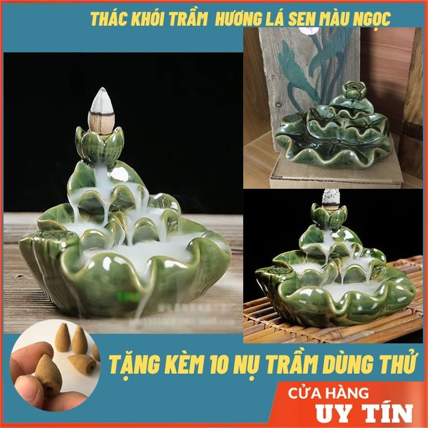 Thác khói trầm hương TẶNG 10 NỤ TRẦM, thác khói Mẫu Lá Sen Ngọc