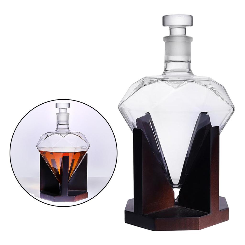Diamond  Decanter Luxurious Vodka   Pourer Wooden Stand Party