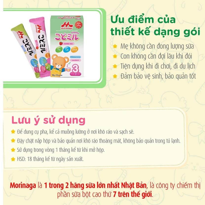 Combo 2 hộp sữa Morinaga  số 3 Kodomil 850grhộp hương vani / Hương dâu (hàng nguyên đai, nguyên tem chính hãng)