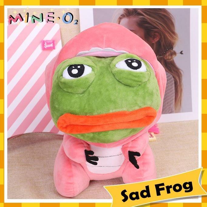 Gấu bông ếch Pepe cosplay heo và khủng long hồng dễ thương Sad Frog 25cm NEOCI