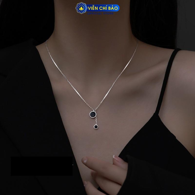 Dây chuyền bạc nữ Black Circle tinh tế phong cách thương hiệu Viễn Chí Bảo D000162