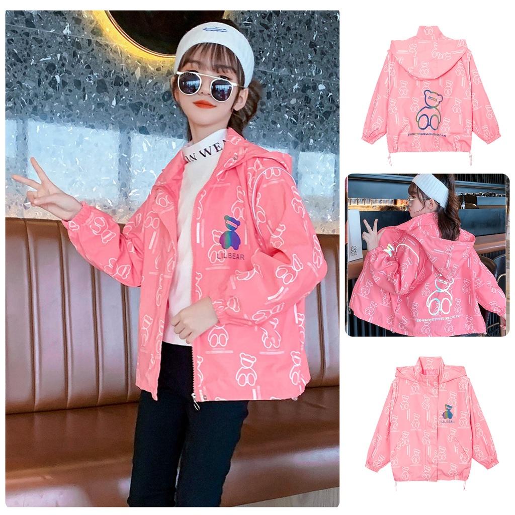 AK60 Size120-170 Áo khoác gió bé gái Thời trang trẻ Em hàng quảng châu
