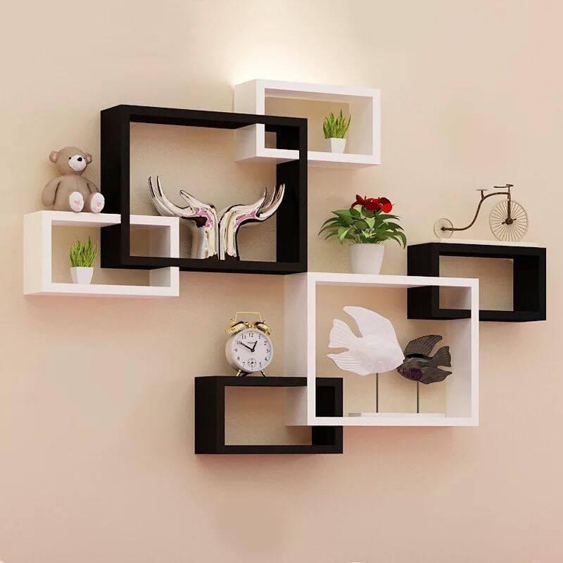Kệ gỗ treo tường đẹp giá rẻ màu trắng đen