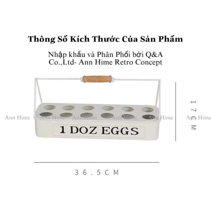Khay Đựng Trứng Vintage Bằng Kim Loại Có Quai Xách / Giỏ Đựng Trứng Kim Loại Nhập Khẩu