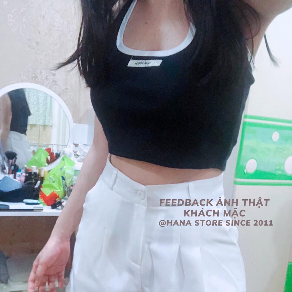 Áo Croptop thun nữ kiểu yếm ôm hở lưng sexy phong cách Hàn quốc