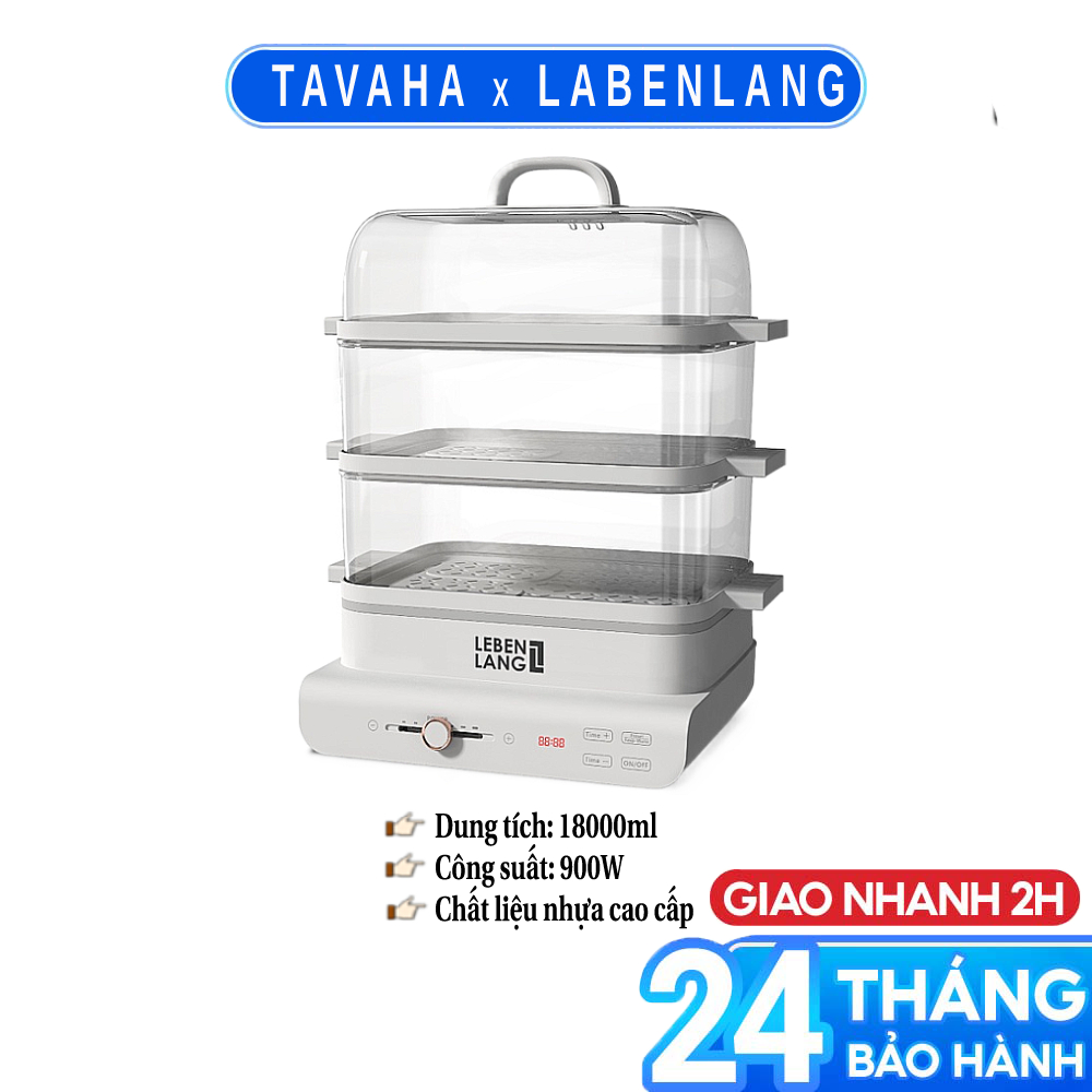 Nồi hấp điện đa năng 3 tầng LEBENLANG LBEL5031 siêu tiện lợi, dung tích 18L, công suất 900W - hàng chính hãng