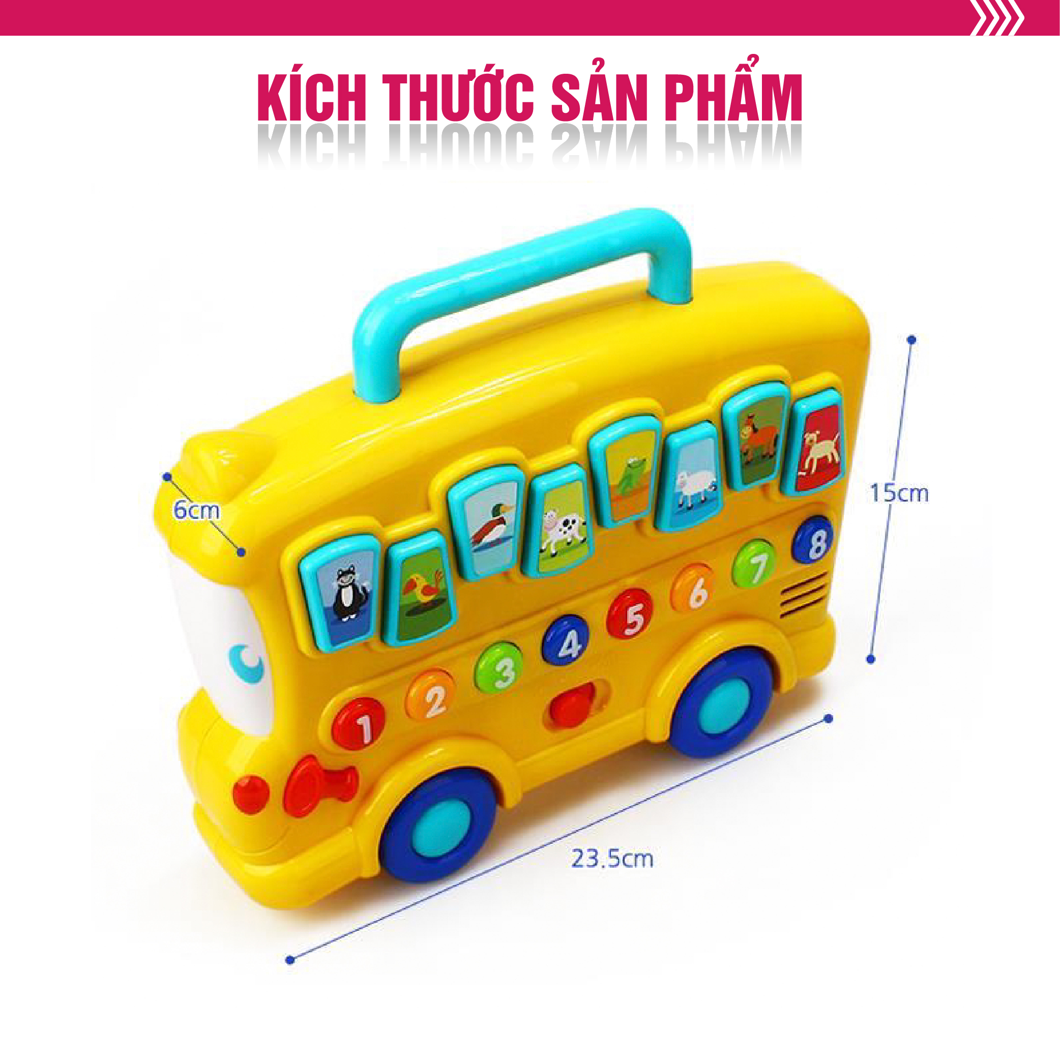 Xe Bus dạy bé học số và nhận biết con vật có đèn nhạc Winfun 0676 - Phát triển khả năng tự học, giáo dục sớm cho bé - tặng đồ chơi dễ thương