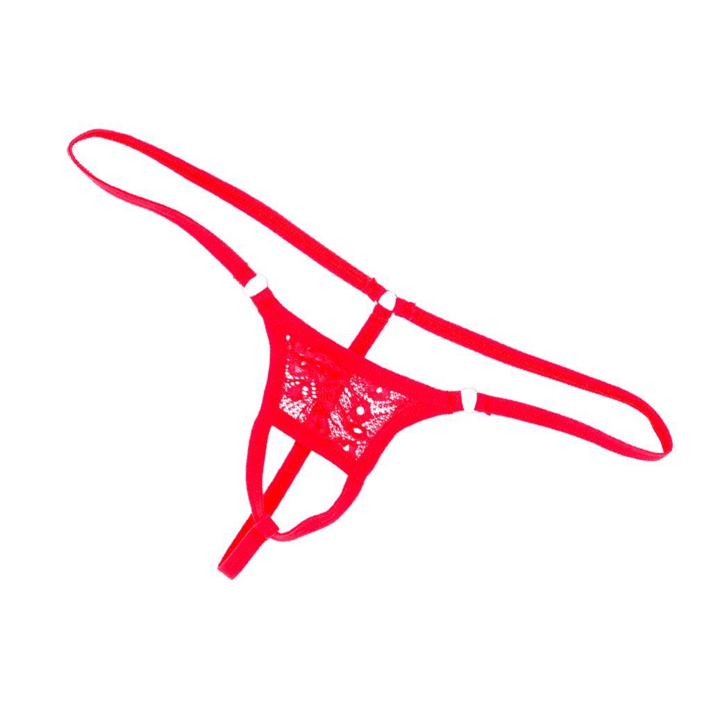 2-7pack Men's Open Front Breathable G-String Underwear Pouch Brief Thong Red
