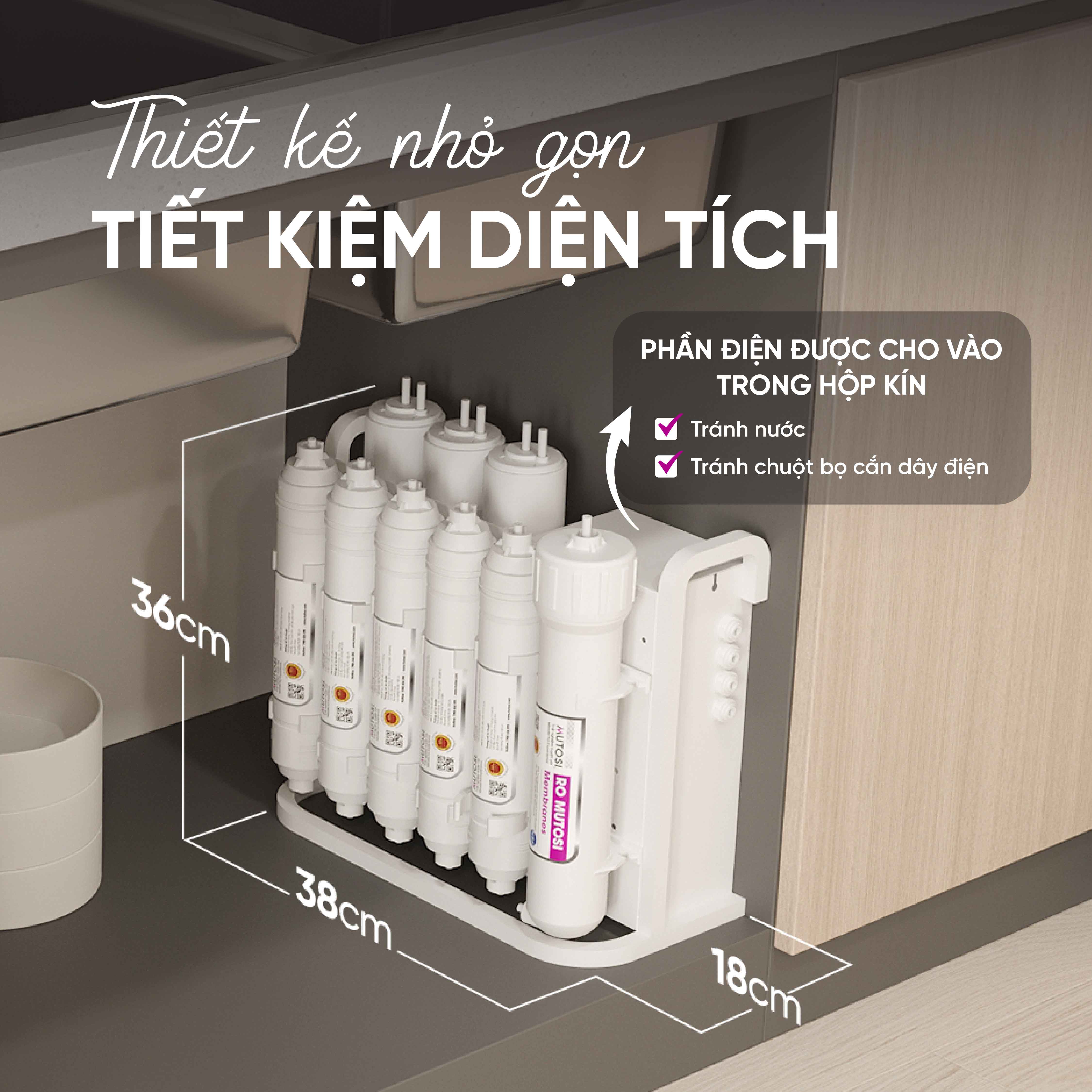 Máy lọc nước để gầm không tủ - Hàng chính hãng Mutosi MP-192