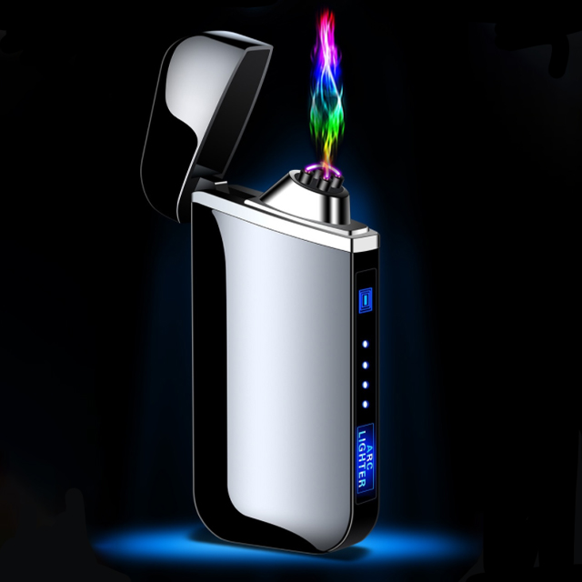 Vỏ Hột Quẹt Bật Lửa sạc điện USB JL319 Hai Tia Lửa Plasma Đan Chéo Thiết Kế Đẹp Độc Lạ - giao màu ngẫu nhiên