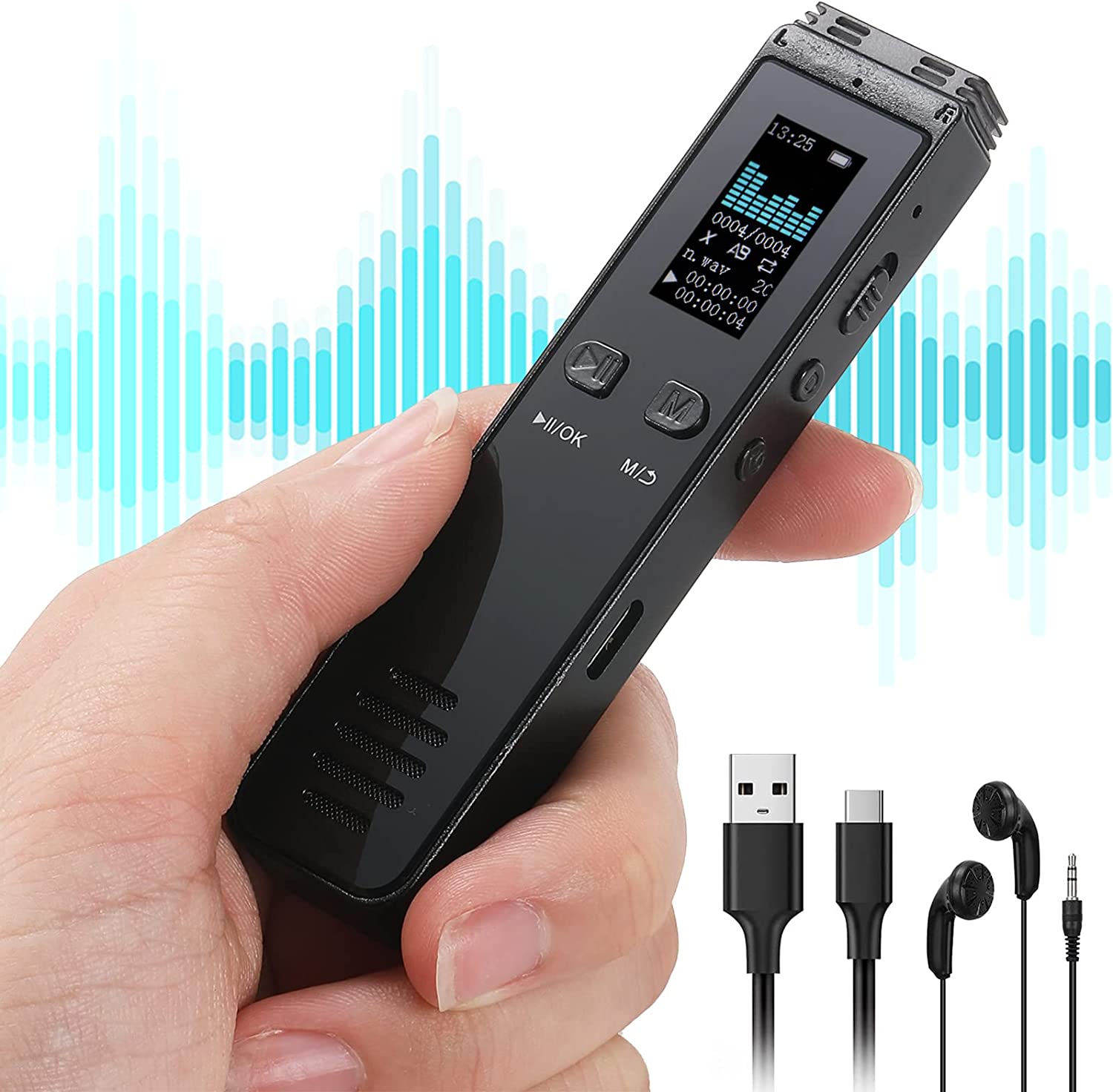 ROGTZ - Máy Ghi Âm Chuyên Nghiệp GA996 Bộ nhớ 8Gb Ghi âm sắc nét Chống ồn chủ động Loại bỏ tạp âm Kết nối Bluetooth Loa ngoài Hi-Fi Tự động lưu khi tắt máy Bảo mật tệp tin Sinh viên Nhà báo Soạn nhạc Họp hành - Hàng Chính Hãng