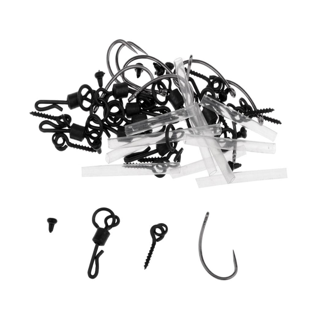 20Set Ronnie Rigs Hair Rigs Barbless Hook Fishing Pop up Tackle Spinner Rigs