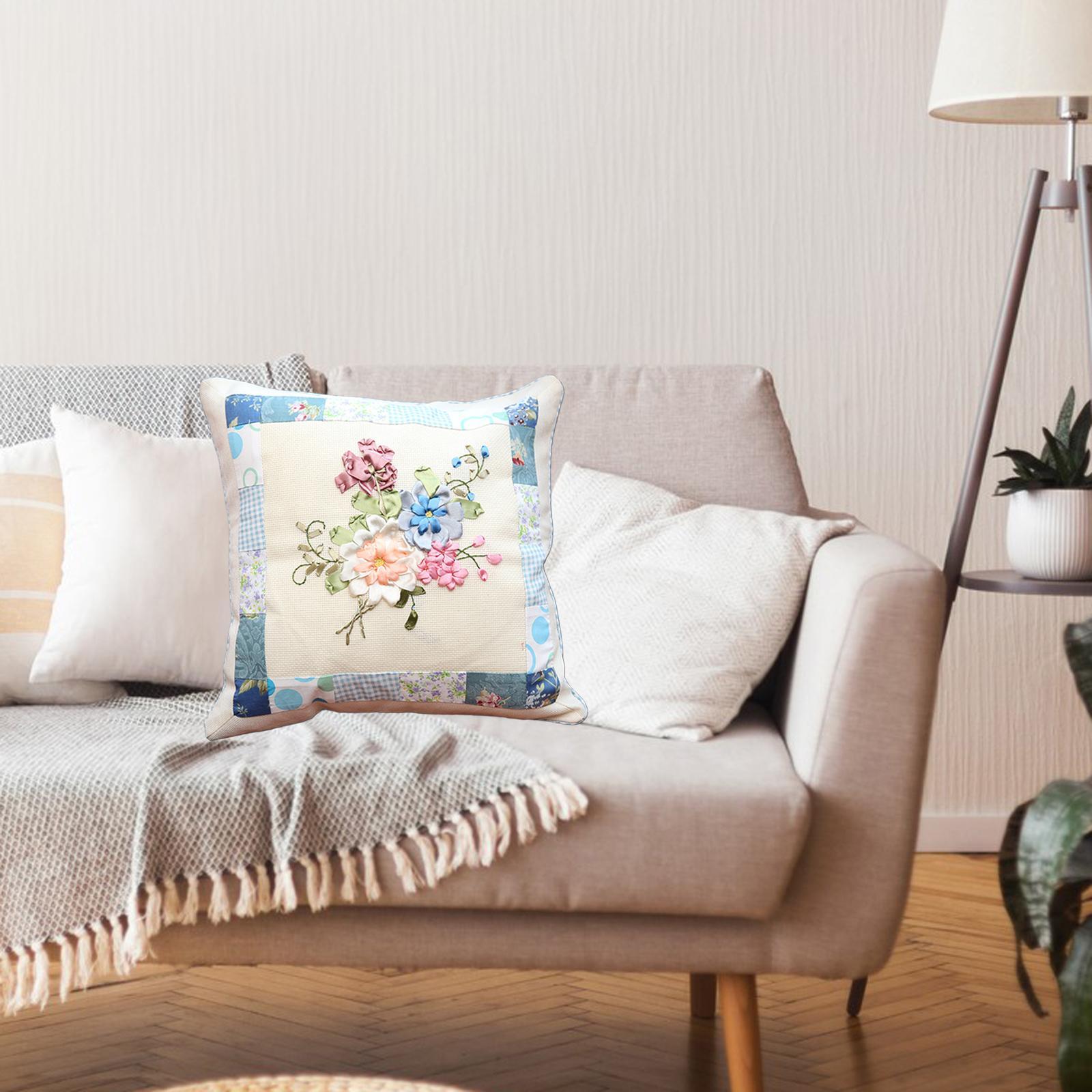 Embroidery Pillow Covers Sewing Craft Floral Pattern for Wedding Bedroom